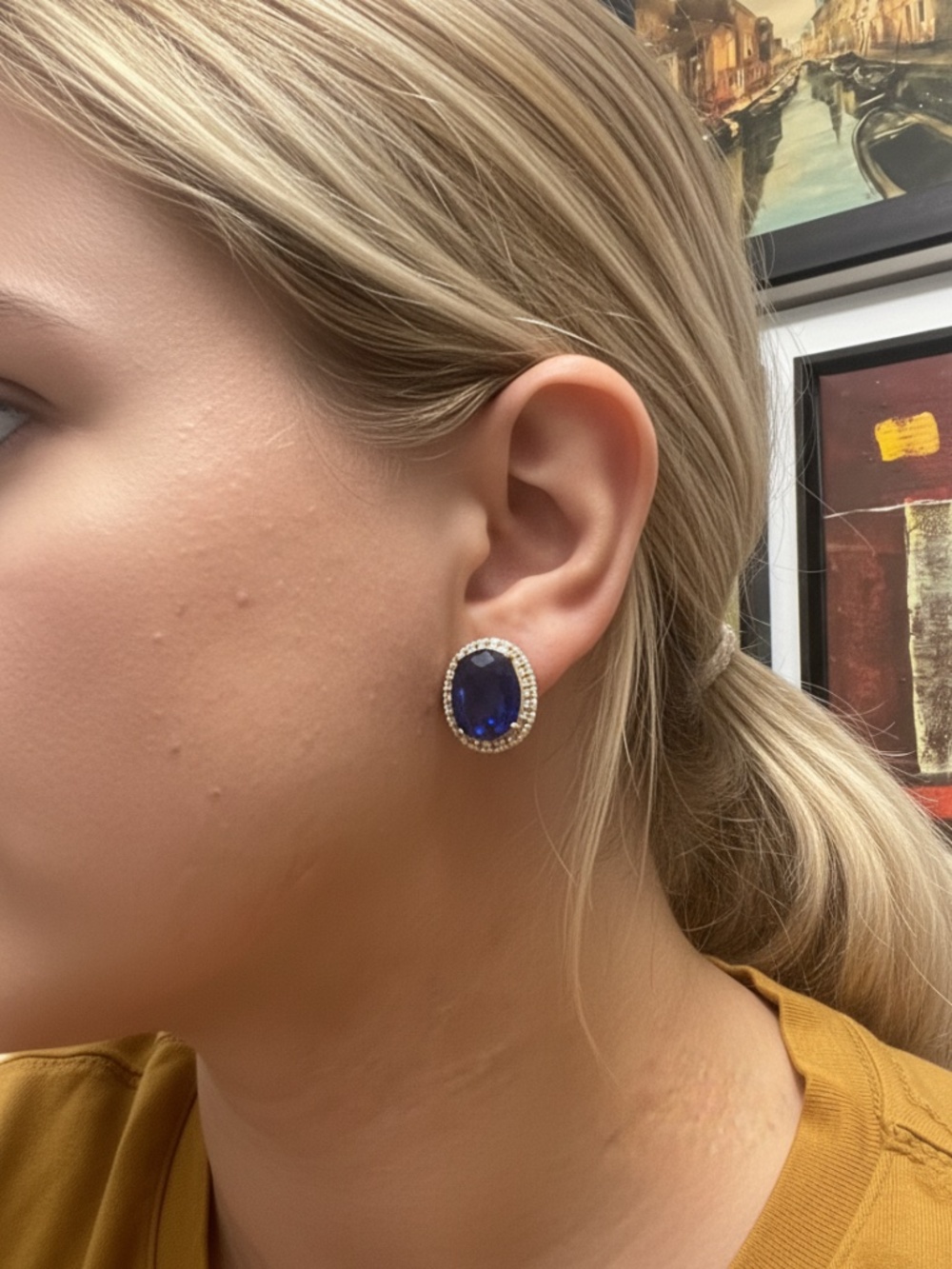 Appraised 24ct Genuine sapphire and sterling silver earrings